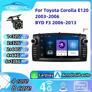 자동차 라디오 안 For ta Corolla E20 20032006 BYD F3 Carplay 멀티미디어 7 플레이어 2Din Autoaudio