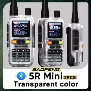 2개입 바오펑 UV5R 미니 에어밴드 수신기 VHF UHF 듀얼 송신기 FM VOX 아마추어 무전기 UV5RNI 투명 색상