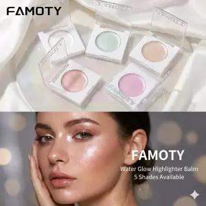 FAMOTY 멀티 유즈 하이라이터 밤 ？ 펄 광채 글로우 스틱 (얼굴 눈가용) 촉촉하고 웨트룩 마감 화이트/핑크
