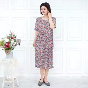 [모슬린]엄마옷 꽃무늬 원피스 홈웨어 614FGH518 마담중년여성빅사이즈50대60대