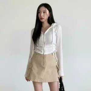 아트박스/신상오픈런 여성 슬림핏 후드 집업 골지 절개 디자인