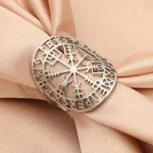 LIKGREAT 바이킹 룬 반지 Vegvisir 기호 스테인레스 스틸 나침반 북유럽 보석 검투사 이교도 Asatru