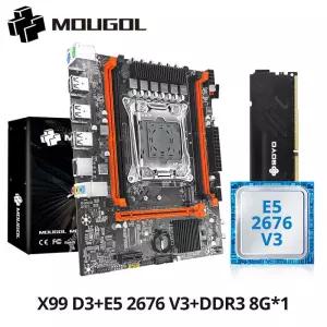 MOUGOL X99 게이밍 마더보드 키트(인텔 E5 2676 V3 C 및 8GB(*8GB) DDR3 600MHz 듀얼 채널 RAM ) 사무용