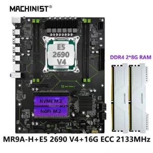 기계공 MR9AH X99 LGA 203 마더보드 세트 키트 Xeon E5 2690 V4 C 프로세서 DDR4 6GB(2*8G) RAM 233MHz