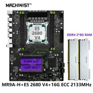 기계공 X99 MR9AH 마더보드 세트 LGA 203 Xeon E5 2680 V4 C 프로세서 + DDR4 2*8G=6GB RAM 233MHz 메모리