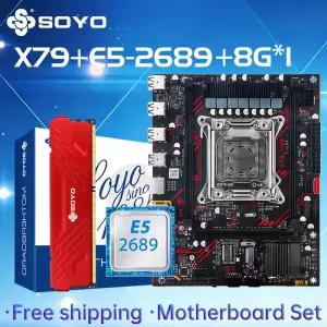 SOYO X79 게임용 마더보드 LGA 20 세트(E5 2689 C ) DDR3 8G* ECC RAM 메모리 M2 NAME 컴퓨터 부품