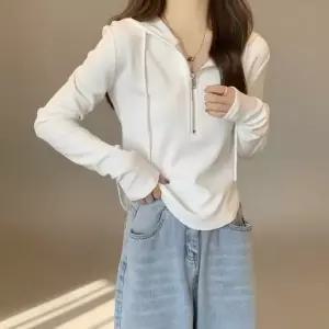 옷자락 여성용 데일리 긴팔 하프집업 후드티 봄가을용