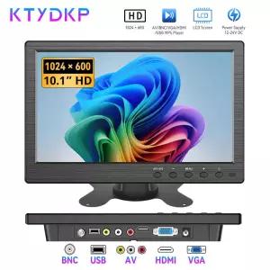 KTYDKP 0인치 LCD HD 모니터 미니 TV 컴퓨터 디스플레이 화면 2채널 비디오 입력 스피커 VGA BNC