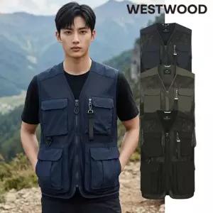 웨스트우드 남성 봄 여름 낚시조끼 멀티포켓베스트 전술 작업복 블랙야크 케이투