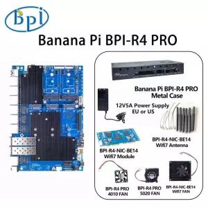 바나나 파이 BPIR4 세트 케이스 전원 공급 장치 및 팬 미디어텍 MT7988A 쿼드코어 Arm CorexA7 8GB DDR4