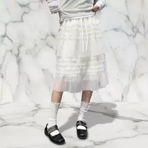 |CHK1C0F|여성용 레이어드 캉캉 레이스 미디 스커트