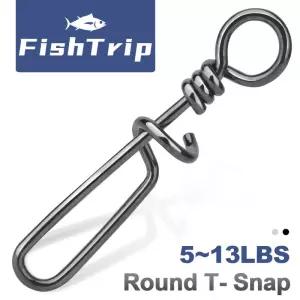 FishTrip 라운드 T자형 스냅 낚시 스테인레스 스틸 루어 연결 카라비너 50 200 개