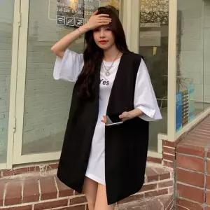 플러스 사이즈 V넥 수트 재킷 240 라지 코드 학생 슬리밍 개성 아웃웨어 트렌디 여성 여름 루즈핏 베스트