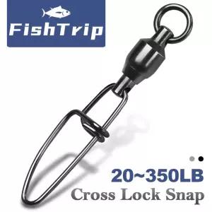 FishTrip 크로스록 스냅 볼 베어링 스위블 스테인리스 스틸 블랙 니켈 인터록 낚시 커넥터 20 00 팩