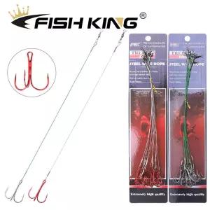 FISH KING 고탄소강 잉어 낚시 후크 철사 로프 레드 피쉬 훅 배스 액세서리