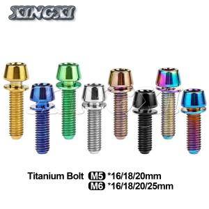 Xingxi 티타늄 콘 헤드 볼트 M5M6X16 18 20 25mm 원추형 스크류 (와셔 포함) 자전거 줄기 용