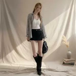 여성 랩형 트임 미니 스커트 팬츠 바지 치마_25314931_588872