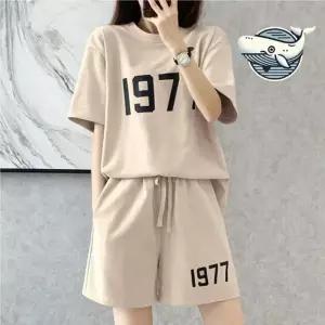 ( )여성용 여름 반팔 베이지 트레이닝 복장 반팔 세트 여자 츄리닝 운동복 상하 여성 반바지 여름
