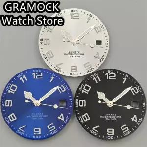 GRAMOCK 석영 시계 다이얼 블랙 화이트 블루 손목시계 세트 숫자 발광 핏 RONDA 55 무브먼트 액세서리 29mm