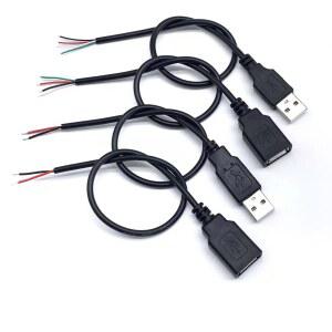 10개 30CM 전원 공급 케이블 암수 2핀 커넥터 DIY 5V 충전기 코드 A형 와이어 4핀 연장 충전 USB