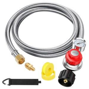 5피트 0-30 PSI 조절식 고압 프로판 버너, 스모커, 프라이어, 피팅, 3/8 포함), 파이어 1/8 LP QCC1~3/8인치 MNPT x 플레어 튀르키예 피트용. 쿠커, 레귤레이터(게이지 플레어, 여성 그릴,