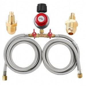 MCAMPAS 0-20 Psi 조절 가능한 프로판 1/8인치 호스, 포함). Y 버너, 쿠커 가능 사용 8피트 더블 스플리터 파이프 MNPT 조절기(호스 피팅으로 실외 브레이드 프라이어, 튀르키예