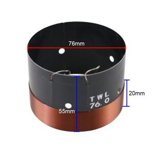76mm 베이스 코일 6Ohm 2 층 검정색 알루미늄 스켈레톤 구리선 500W-680W 우퍼 스피커 용 고출력 개
