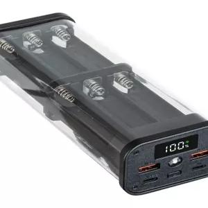 투명 사이버펑크 PD 22.5W 고속충전 보조배터리 DIY 키트 18650 배터리 케이스
