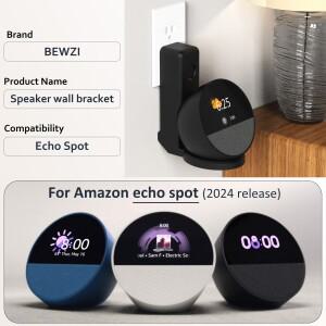 Amazon Echo Spot 2024용 벽면 브래킷(케이블 보관함 포함), 스탠드용 공간 절약형 ABS 소재 스피커 홀더