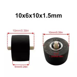 테이프 용 샤프트가있는 0x6x5x0mm 고무 핀치 롤러 휠 압력 카세트 데크 무브먼트 오디오 부품 액세서리