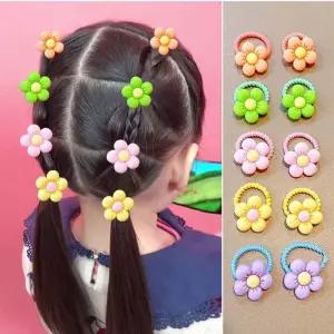 0pcs 넥 귀여운 꽃 장식 고무 밴드 헤어 로프 액세서리