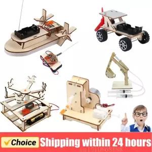 스템 전기 교육 키트 DIY 보트 모델 나무 과학 실험 3D 조립