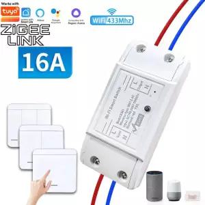 투야 스마트 와이파이 조명 스위치 RF 433MHz 2/3 갱 무선 벽 6A 릴레이 음성 앱 제어 알렉사 홈