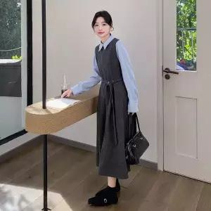 스커트 원피스 여사친 모직 페이크 투피스 정장 원픽1