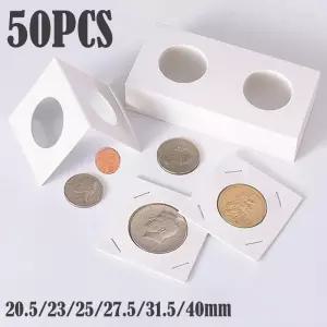 50PCS 정사각형 골판지 케이스 동전 앨범 기념 종이 보호 클립 용품 보관 205/23/25/275/35/40mm