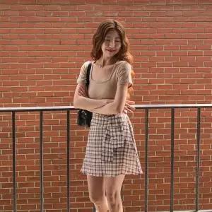 여성 스타일 캐주얼 체크 미니 스커트_25307462_588872