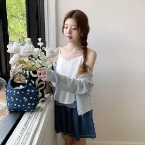 여성 여름 쿨한 플레어 스트랩 나시 블라우스_25307443_588872