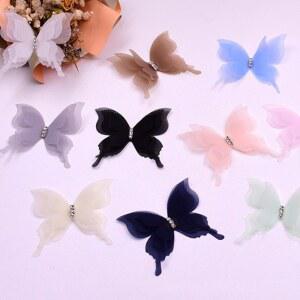 시침핀 20PCS 그라디언트 ORGANZA 패브릭 나비 아플리케 봉제 공예 쉬폰 반투명 5CM 3D 꿈꾸는