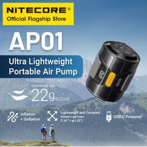 조명용품 NITECORE AP01 휴대용 공기 펌프 베개, 부스터용 22G 수영 주입 KPA 2 링, 배출 캠핑, USBC 매트리스, 8 에어