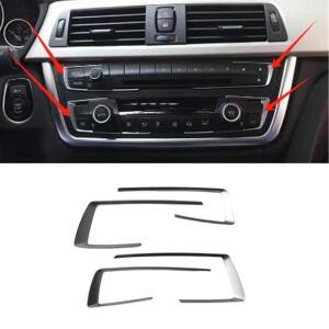 4개 자동차 스티커 센터 컨트롤 계기판 장식 ABS 크롬 BMW 뉴 3  320LI 323i F30 F35