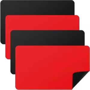 에코리 4Pcs 카드 게임 매트 24 x 4 인치 플레이 테이블 매끄러운 TCG 레드 블랙