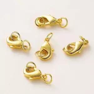 10Pcs 14K/18K 골드 컬러 도금 랍스터 걸쇠 오픈 점프 링 엔드 커넥터 DIY 결과 팔찌 쥬얼리 만들기위한