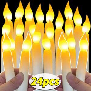 LED초 124PCS LED FLAMELESS 테이퍼 양초 긴 램프 배터리 테이블 TEALIGHTS 전자 파티 구동 크리스마스