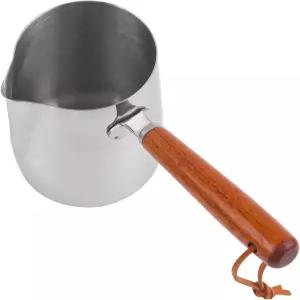 커피 에스프레소 머신 액세서리용 ASUNFO 12온스 우유 프로팅 피처 350ml 스테인리스 스틸 스티머 컵 나무