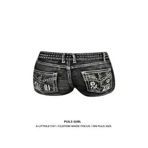 레트로 아메리칸 워싱 헤비 듀티 리벳 데님 반바지 여성 플러스 사이즈 슬림핏 핫팬츠 여름 캐주얼 로우