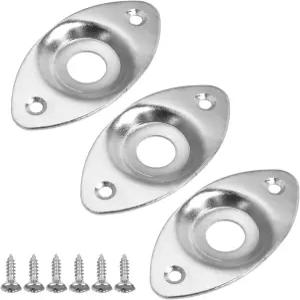 3pcs 타원형 일렉트릭 기타 출력 잭 플레이트 소켓 크롬 메탈 베이스 입력 연결