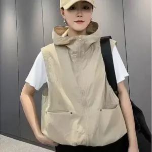 집업 후드 조끼 빅사이즈 여성여름조끼 자켓 민소매 바람막이