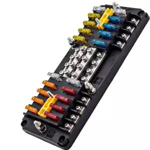 16 Way 퓨즈 블록 해양 패널 박스 키트 회로 홀더 및 12V/24VCar Rv 보트 자동차용 LED 표시등 워터푸프