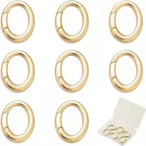 써니클루 1박스 8Pcs 18K 금도금 O 링 스프링 게이트 대형 키링 버클 클립 원형 클라스프 서클 커넥터 보석