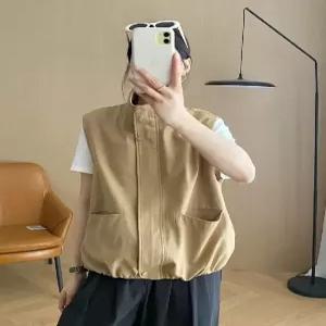 스트레인지 면 캐주얼 하계 여사친 조끼 차이나 코트 집업 데일리룩 카고풍 KUK1